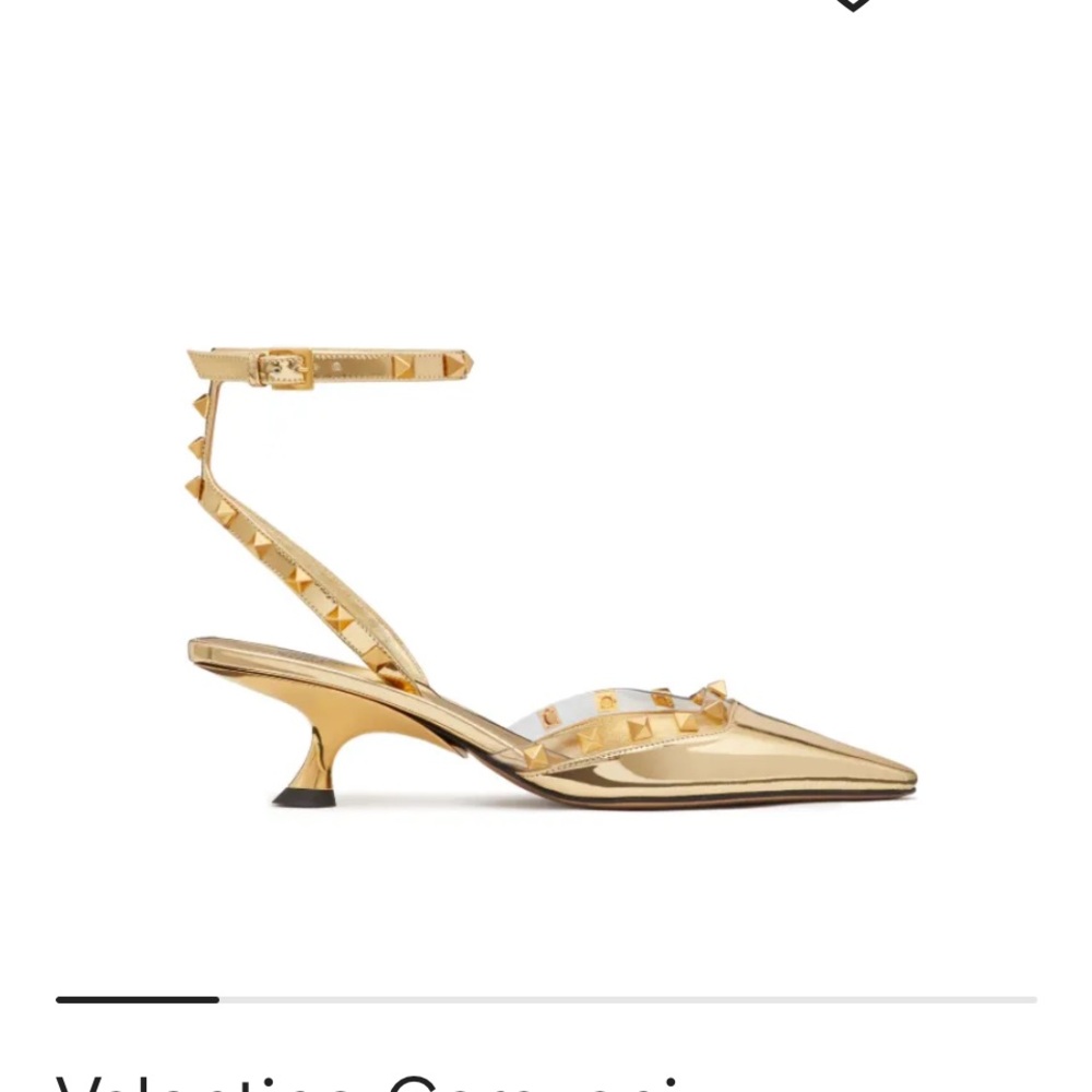 Valentino Gold Studded Heels with Kitten Heel - Picture 3 of 8